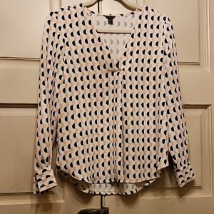 Ann Taylor Black and White Buttoned Blouse